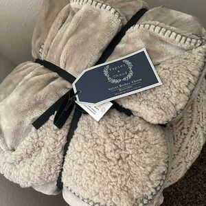 New Light Beige Sherpa Throw Blanket